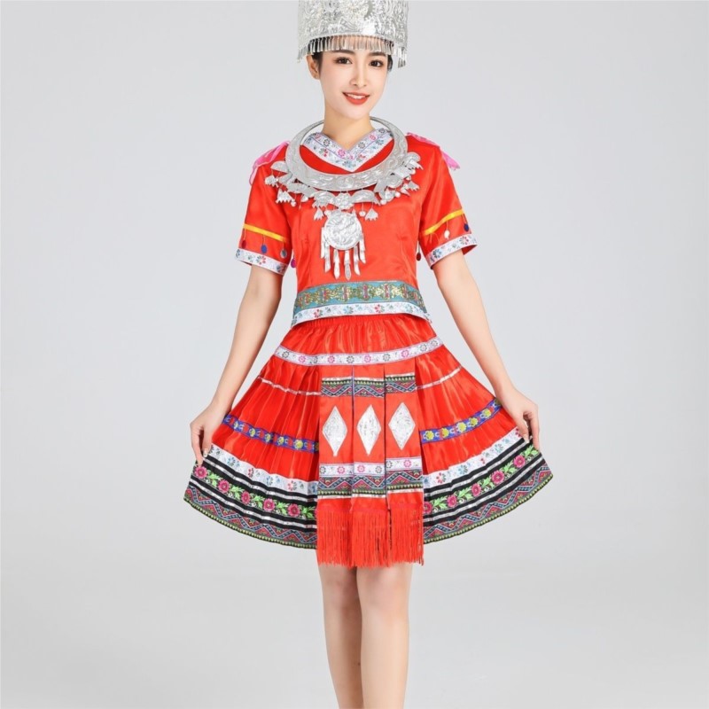 Ethnic Style Dresses - فستان رقص همونغ التقليدي للنساء، زي